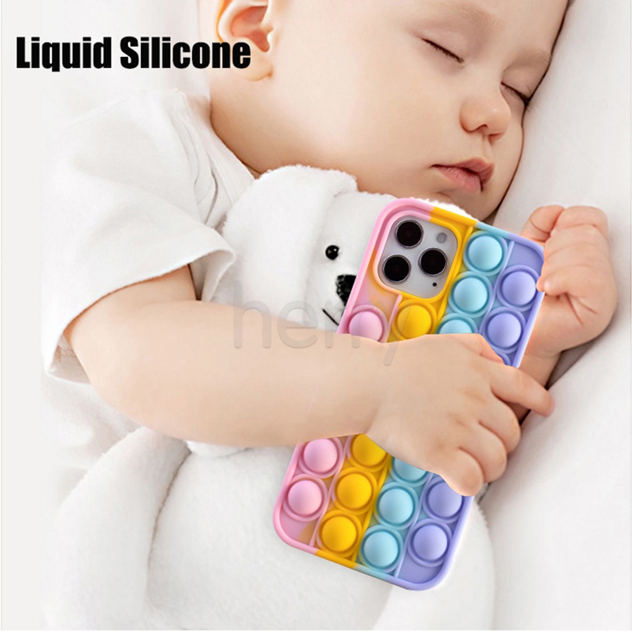 Ốp lưng silicon Kiểu Bóp Bong Bóng hình đồ chơi ấn bong bóng vỏ điện thoại Cho Iphone 12 Mini 11 Pro Xr X Xs Max 8 7 6 6s Plus Se 2020 Chống Sock Chống Trầy Chống vết dầu