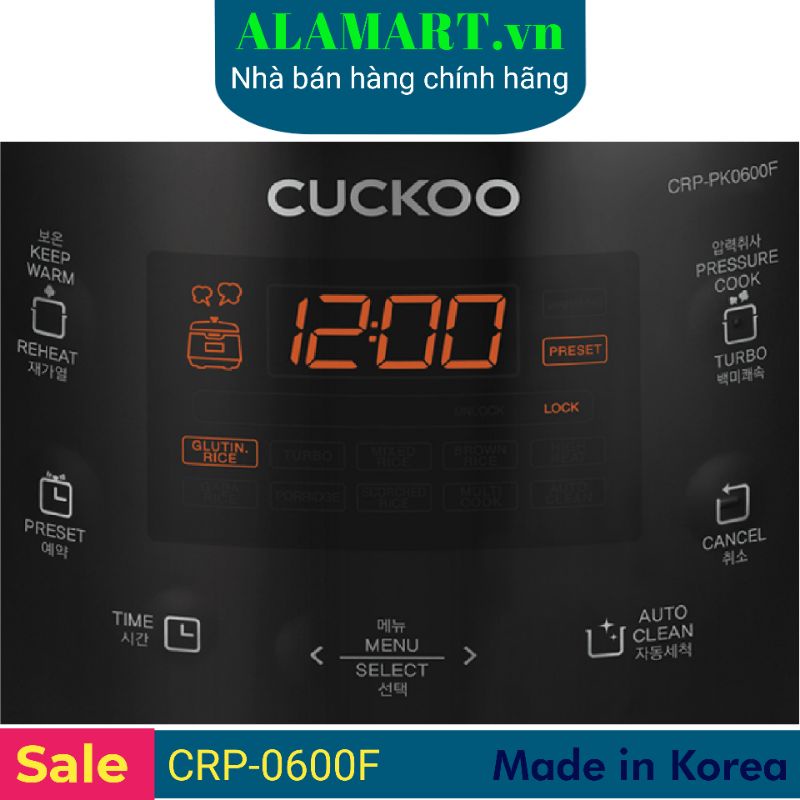 Nồi cơm áp suất điện tử Cuckoo 1.08 lít CRPPK0600F