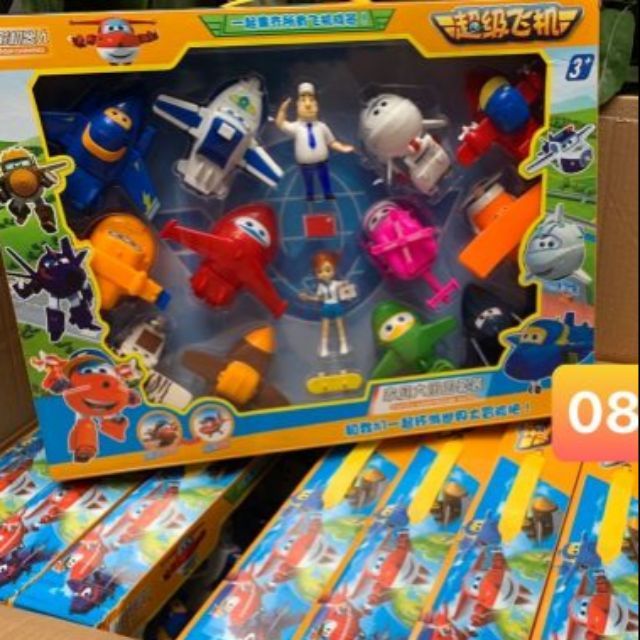 Bộ 14 nhân vật Đội bay Siêu đẳng Super Wings Biến hình Máy bay robot