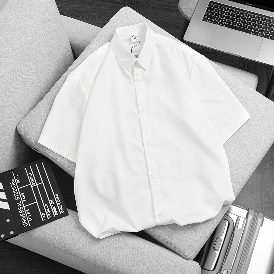 Áo Sơ Mi Nam Tay Ngắn Unisex form Rộng Vải Kate Thoáng Mát QTSM02 | BigBuy360 - bigbuy360.vn