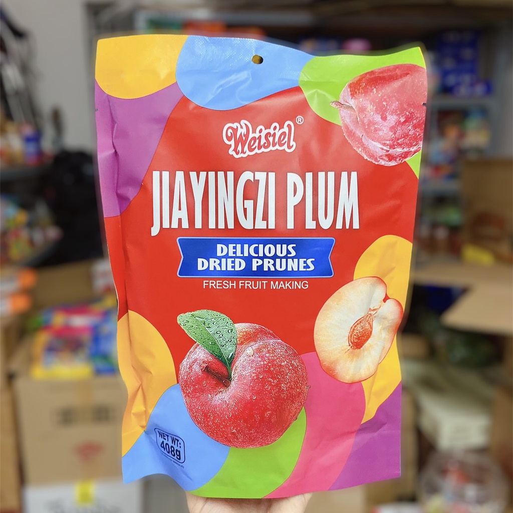 Ô mai xí muội mix nhiều loại trái cây Plum Weisiel 408g (omai ngon: cherry, việt quất, mơ, mận vàng, mận đen, mận đỏ)