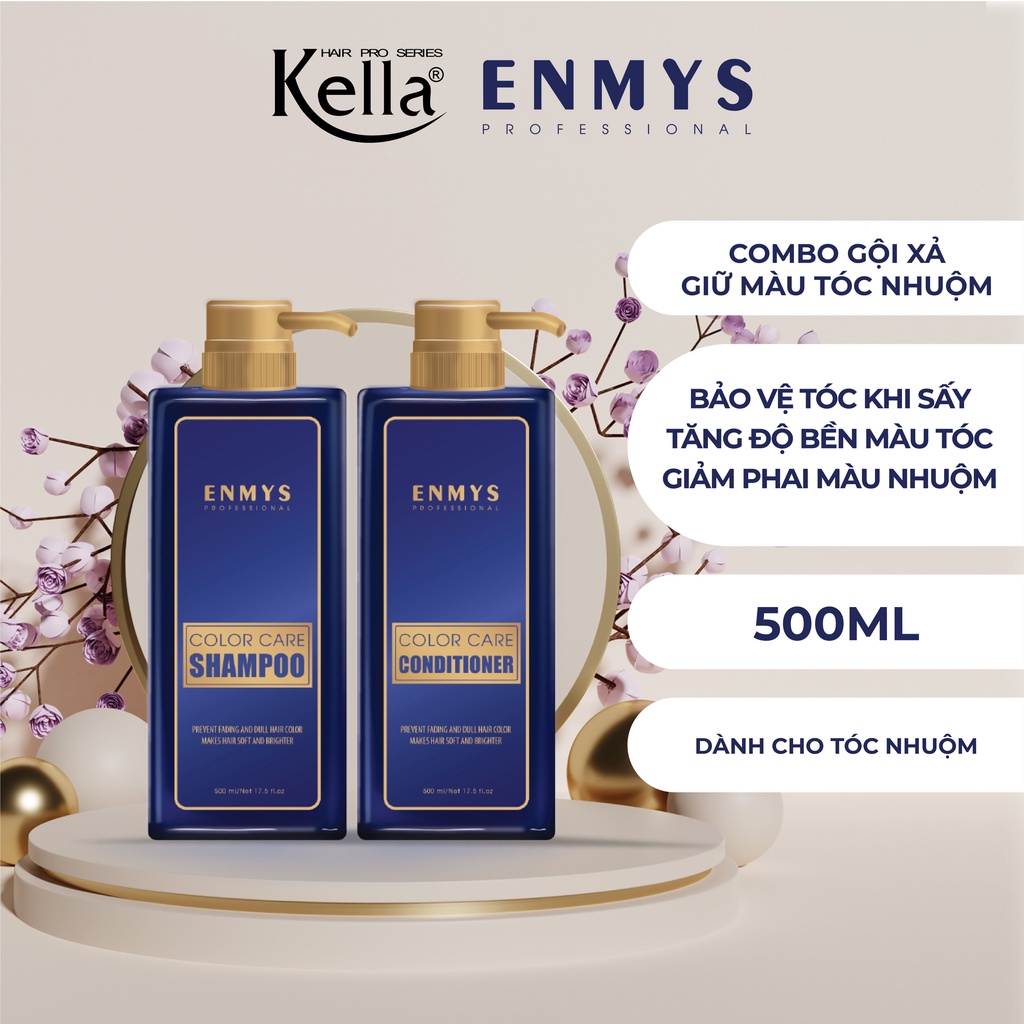 Combo dầu gội xả giữ màu tóc nhuộm Enmys (Chai 500ml)