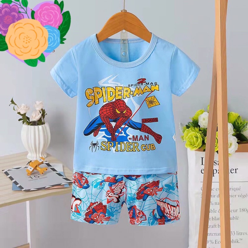 Bộ Cotton Lạnh hàng QC Xuất Hàn Bé Trai -hình siêu nhân nhiều màu , sz nhí 8-16kg