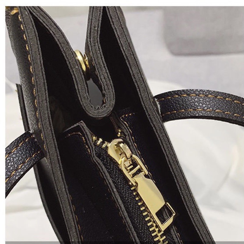 Túi xách nữ DMA  𝙖𝙨𝙩𝙚𝙧 𝙩𝙤𝙩𝙚 𝙗𝙖𝙜  cỡ trung màu đen vintage