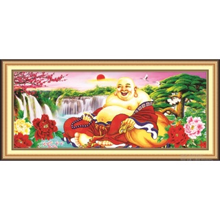 Tranh thêu chữ thập 3d Tiếu khẩu thường khai < 53492 > chưa thêu