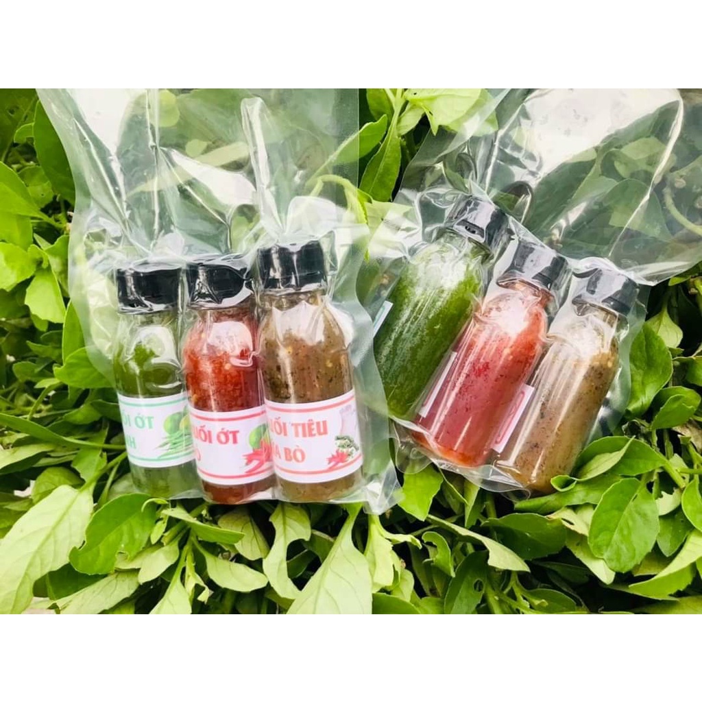 Set nước chấm hải sản 3 chai mỗi chai 100ml (ớt xanh, ớt đỏ, muối tiêu sữa)