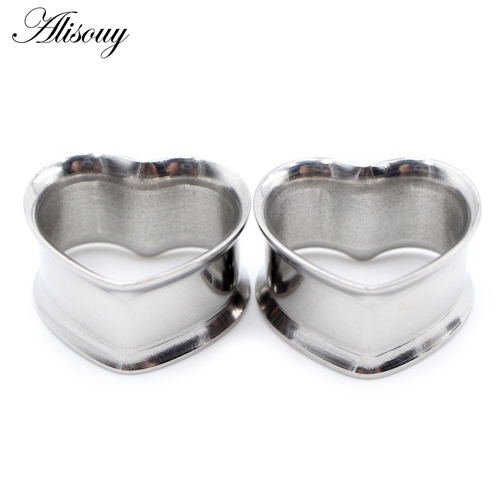 Alisouy Set 2 Khuyên Nong Tai Hình Trái Tim Bằng Thép Không Gỉ 8mm-30mm 316l