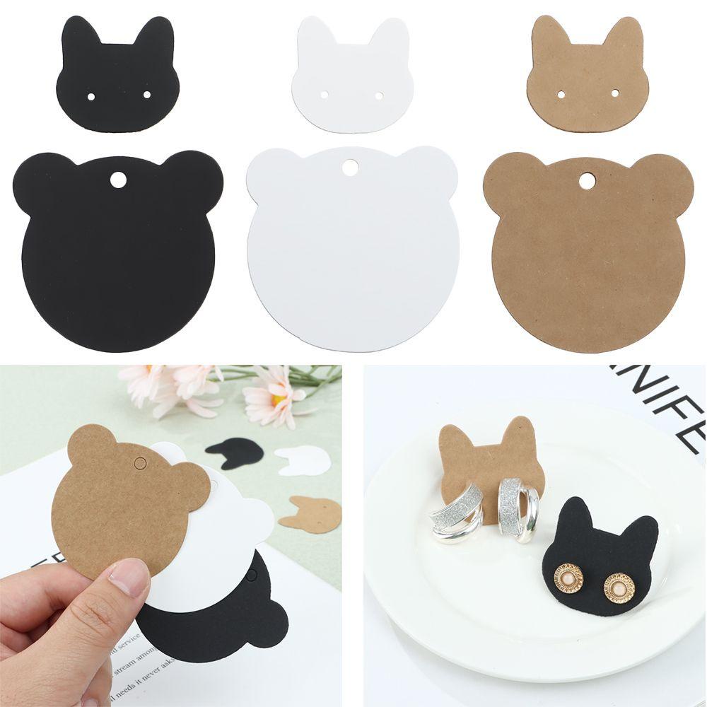 Set 100 Thẻ Giấy Kraft Họa Tiết Động Vật Hoạt Hình Tự Làm Bông Tai