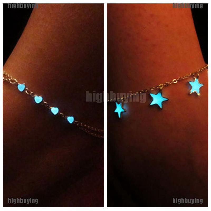 Vòng đeo chân thời trang bằng hợp kim phối mặt dạ quang đầy độc đáo