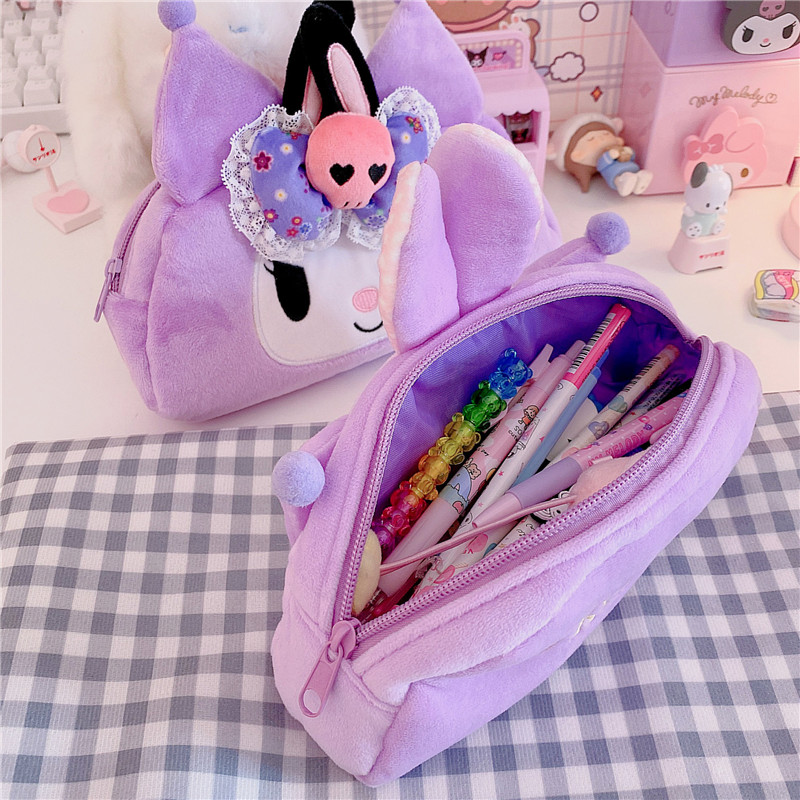 Japanese Plush Clow M Large Capacity Stationery Pencil Case Storage Bag Cute Cosmetics Hand-Held Girl Portable Bag