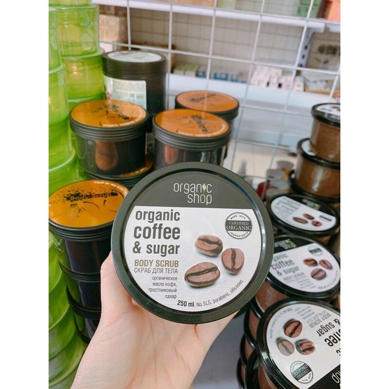 Tẩy tế bào chết toàn thân cafe- Organic coffee & sugar Body scrub nội địa Nga chính hãng