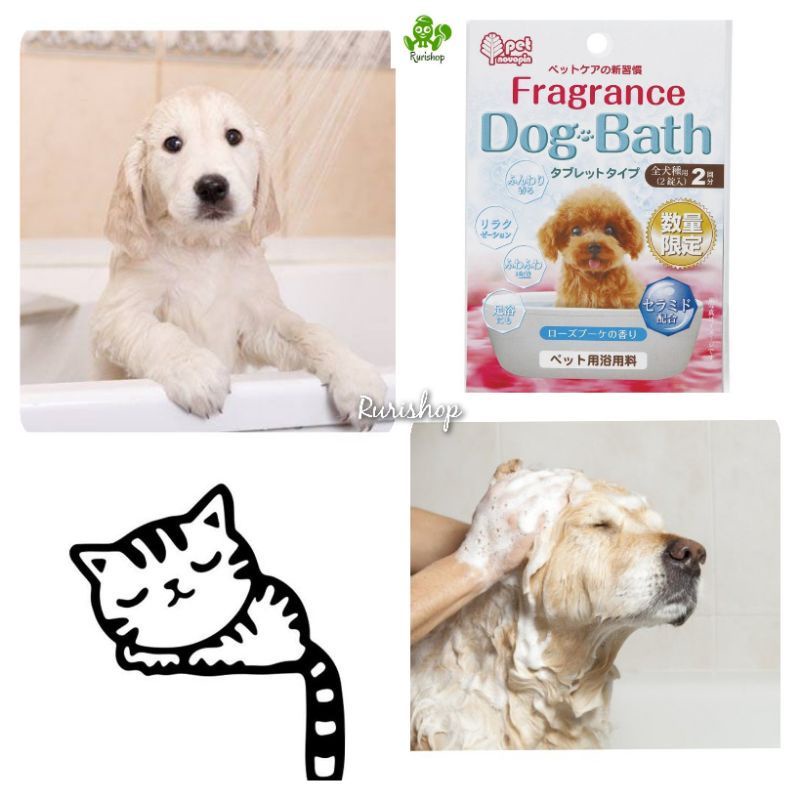Bột tắm chó, mèo, thú cưng từ Nhật Bản, hương hoa hồng (muối tắm thơm chó, mèo)