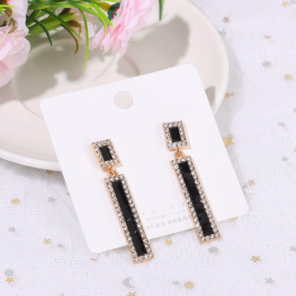 Bông Tai Hình Học Màu Đen Thời Trang Dành Cho Nữ|Bông Tai Dạng Vòng Tròn Thời Trang Cho Nữ