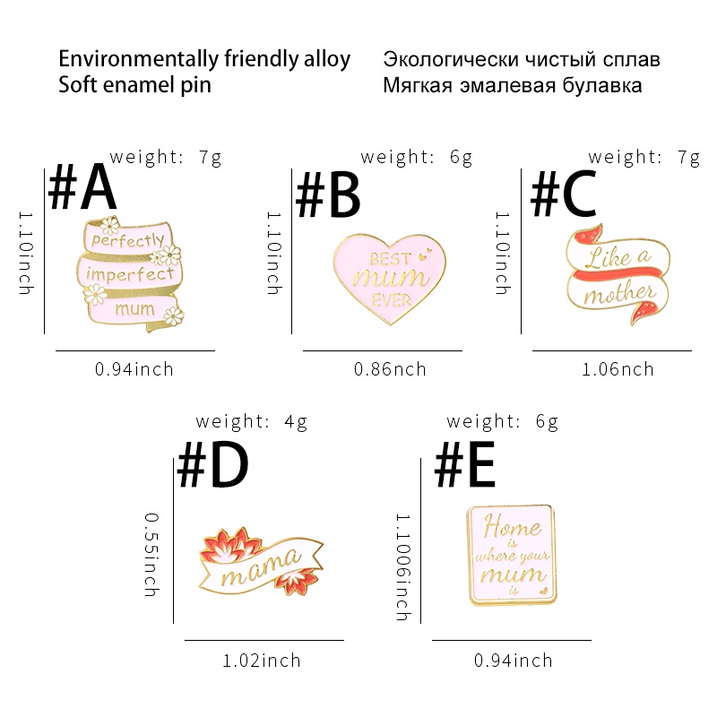 Ghim cài áo QIHE JEWELRY Best Mama Perfect Mum hoạt hình màu hồng