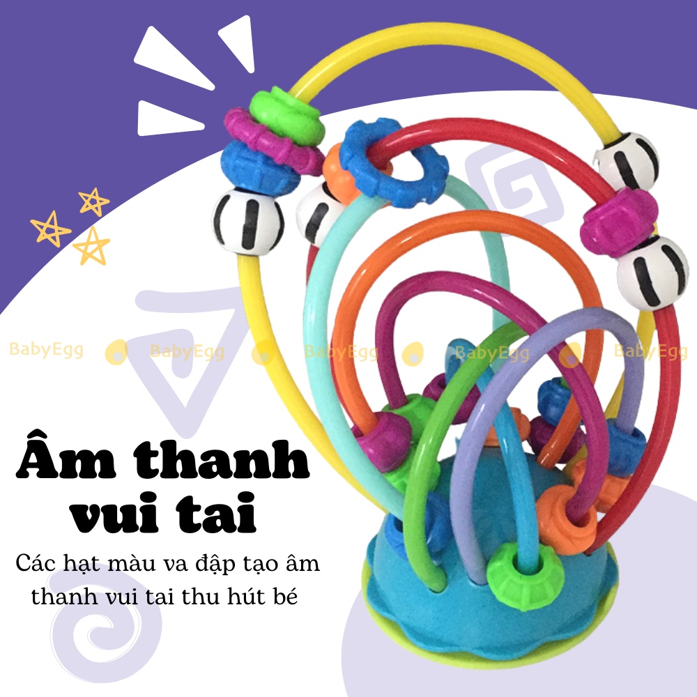 Đồ chơi xâu luồn hạt để bàn cho trẻ sơ sinh có núm hút bàn ăn dặm cho bé luyện tay mắt cho em bé sơ sinh 6m + babyegg