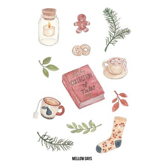 Set 12 stickers vintage trang trí sổ