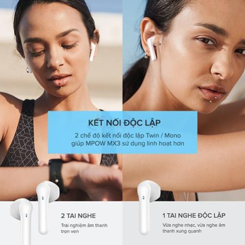 CHINH HANG Tai nghe Bluetooth True Wireless MPOW MX3 BH480B - Hàng chính hãng