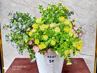 Hoa vải hoàn mỹ 2 - hoa giả bụi cỏ mắt trâu sen đá