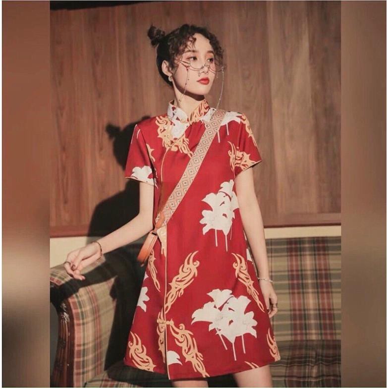 Đầm Body Cổ Tàu, Sườn Xám Trung Hoa Cách Tân Chất Lụa Hàng Quảng Châu Form Dáng Siêu Đẹp. | BigBuy360 - bigbuy360.vn