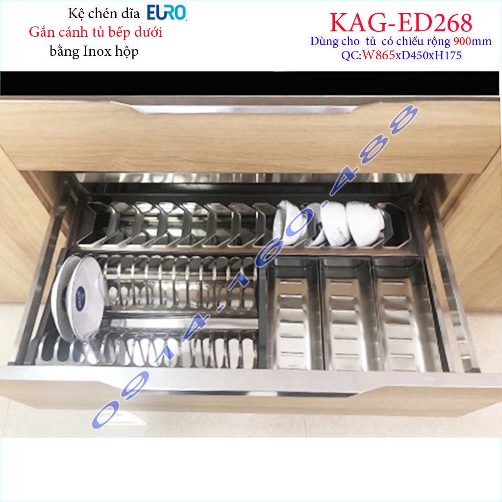 Kệ chén bát Euro KAG-ED268-86.5cm âm tủ bếp, Kệ đa năng có ray kéo êm ái inox hộp cao cấp sang trọng cao cấp