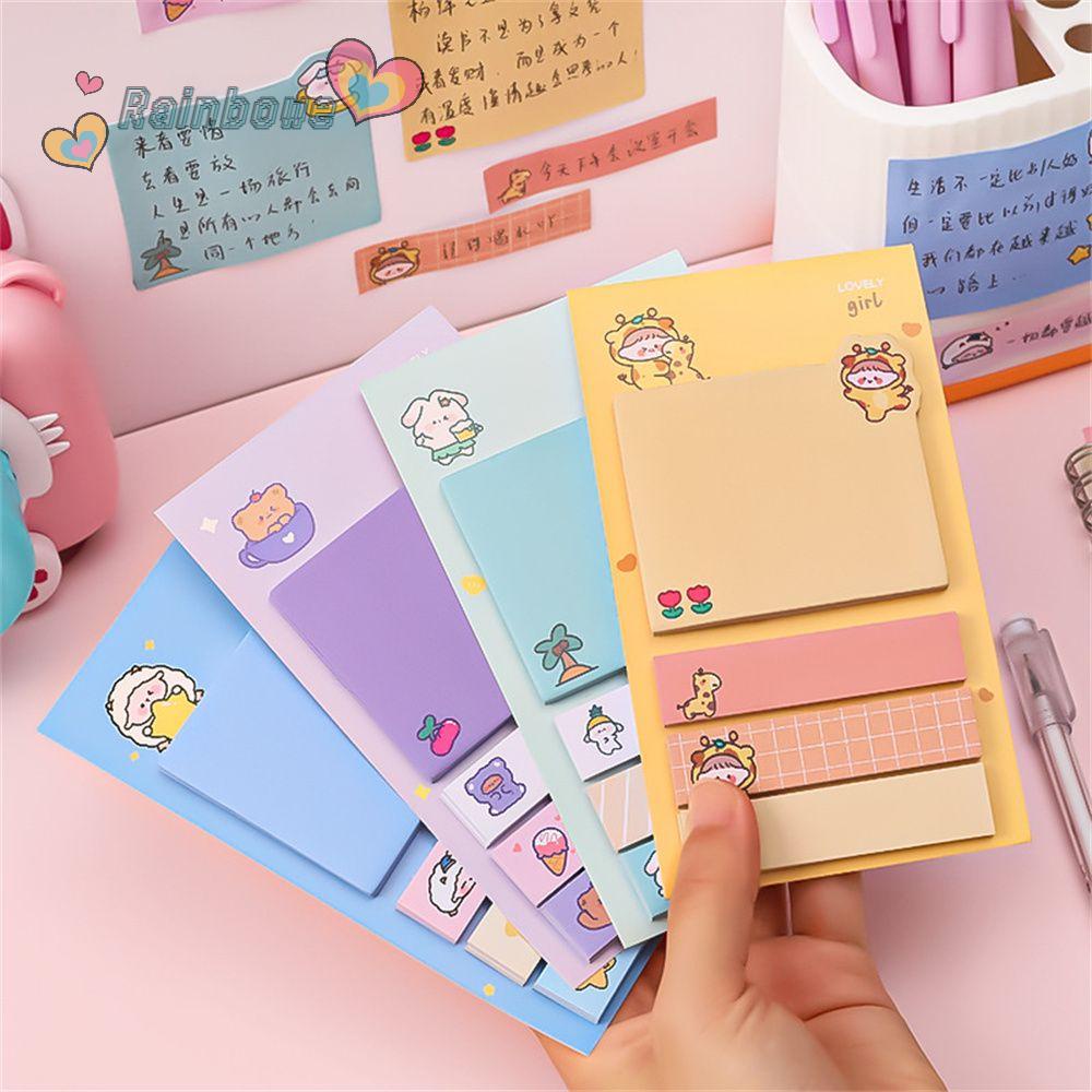 RAINBOW 80 Sheets School Supplies Memo Pads Cartoon Bookmark Sticky Notes Cute N Times Animal Paper Kawaii Stationery Planner Stickers
