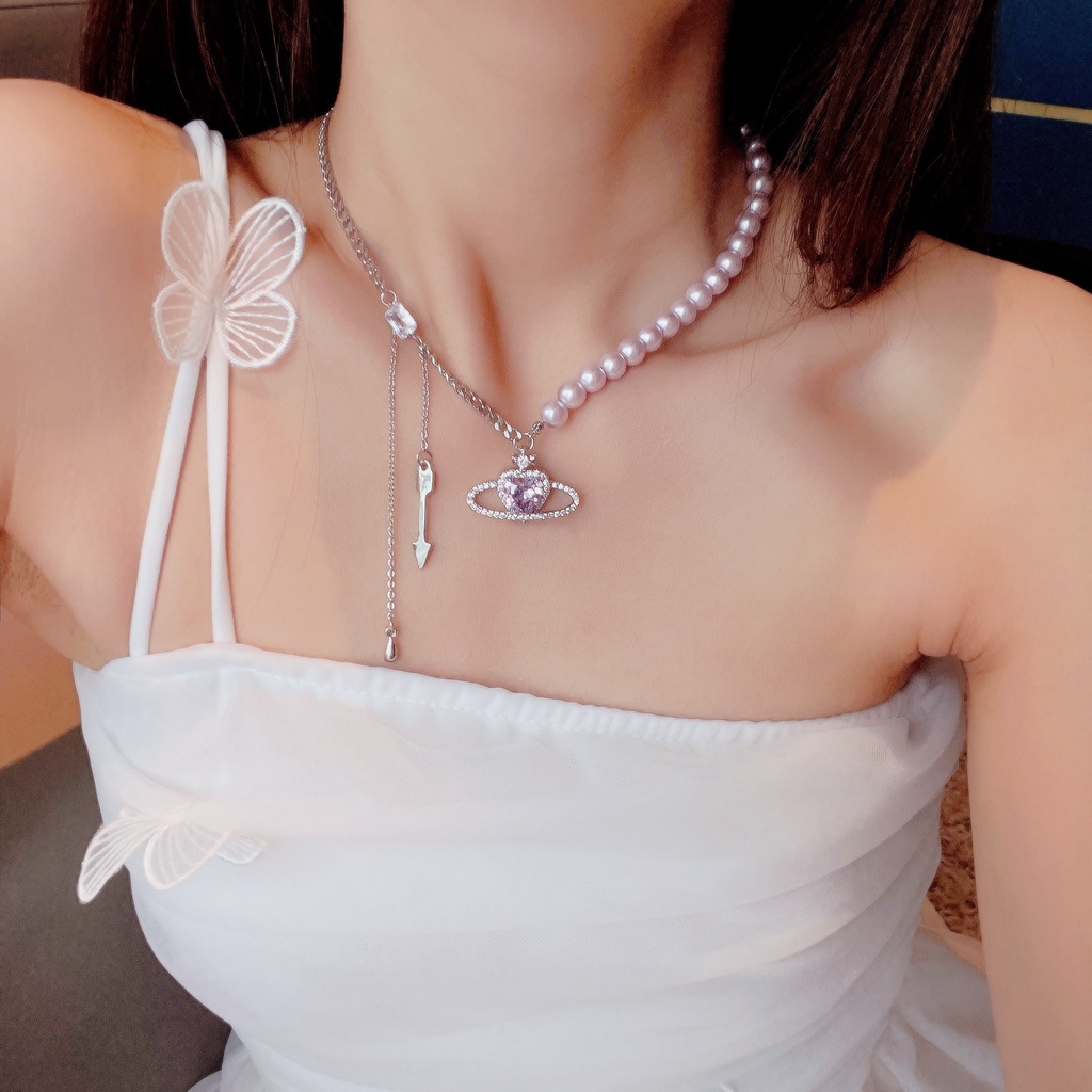 Vòng cổ mặt trái tim đính đá lấp lánh sang trọng cho nữ