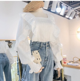 [ CÓ SẴN ]-Áo kiểu nữ cổ vuông bèo