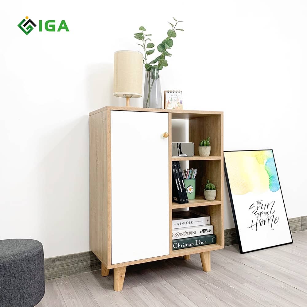 Kệ tủ sách để đồ Tapi đa tầng có cánh tủ thông minh phòng khách- GP130.41