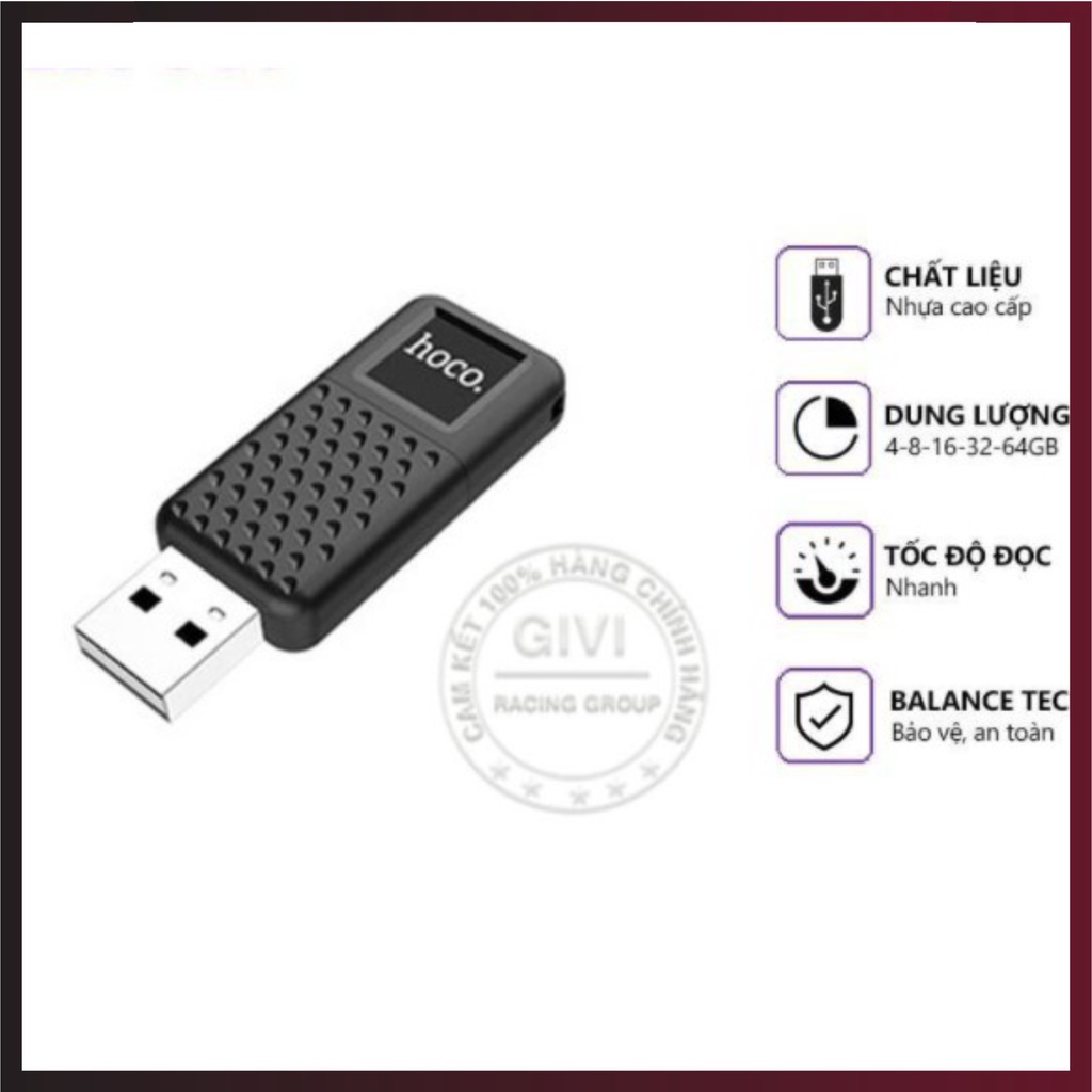 USB chính hãng, USB Hoco UD6 Intelligent 2.0 Chính Hãng - BH 5 Năm,  thiết kế thanh mảnh và gọn nhẹ, coppy siêu nhanh