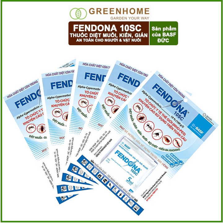 Thuốc diệt muỗi Fendona10SC, gói 5ml, hiệu quả, không mùi, diệt gián, ruồi,kiến ba khoang, côn trùng |Greenhome