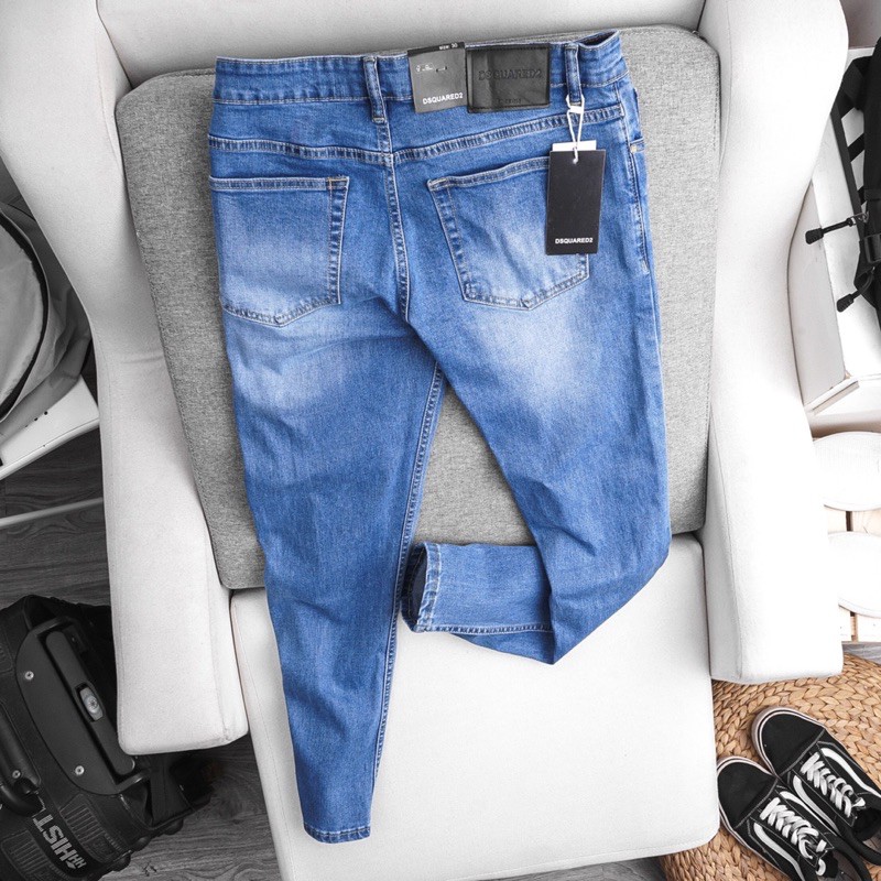 Quần jean nam in chữ thời trang - ống ôm jean co giản