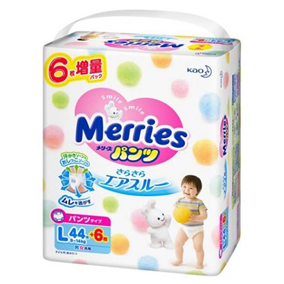 Bỉm – Tã quần Merries size L 50 nội địa thêm miếng (9-14kg)