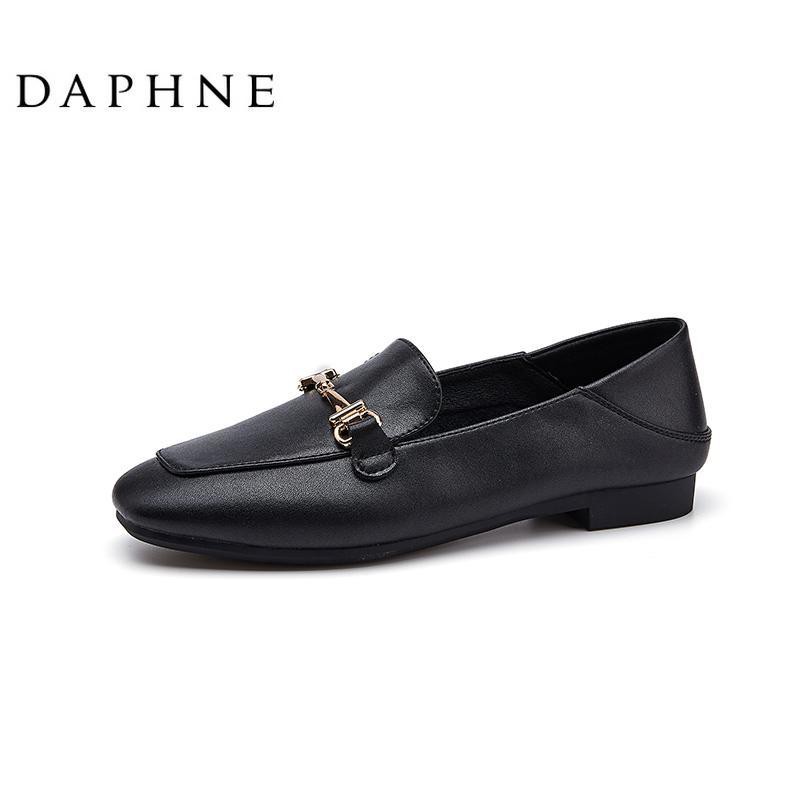 bán hàng trực tiếp tại nhà máy mới năm 2021Daphne Lefu shoes female new black British small leather a pedal flat p1