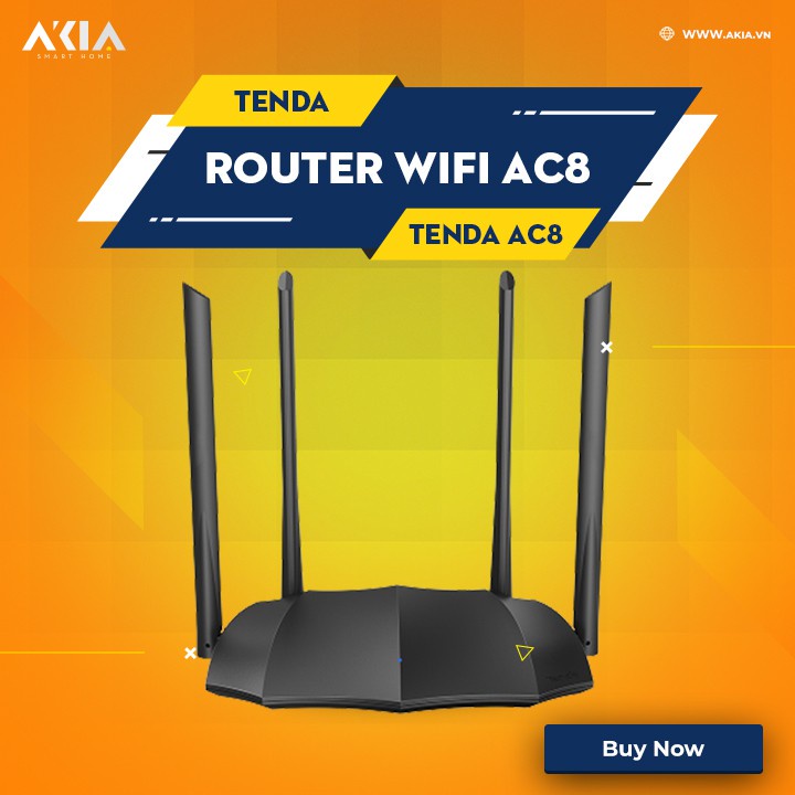 Phát Wifi Tenda AC8 Chính hãng (4 anten 6dBi, 1200Mbps, 2 băng tần, Repeater, 3 port 1Gbps). VI TÍNH QUỐC DUY