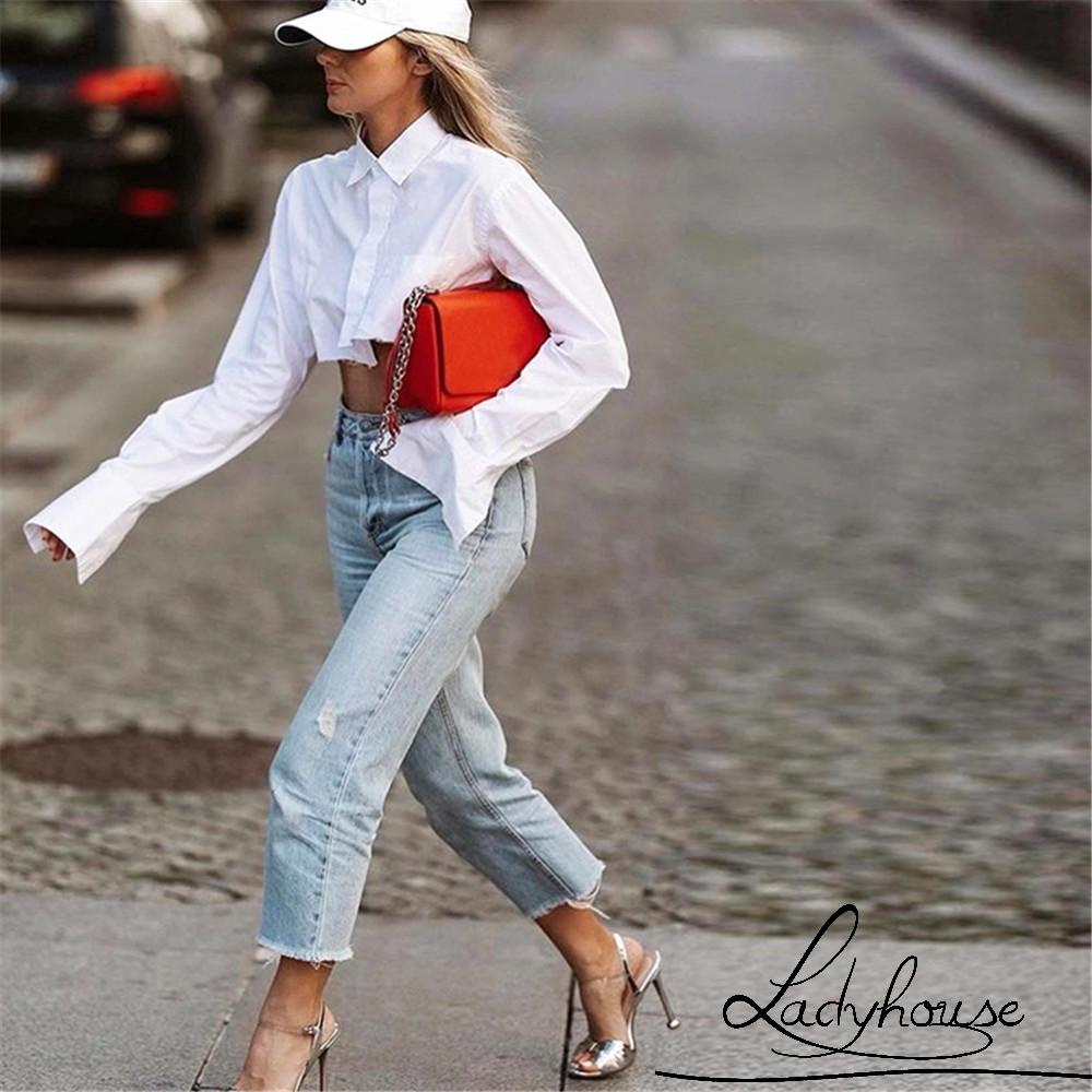 Áo Croptop Màu Trơn Thiết Kế Độc Đáo Thời Trang Mùa Xuân Cho Nữ