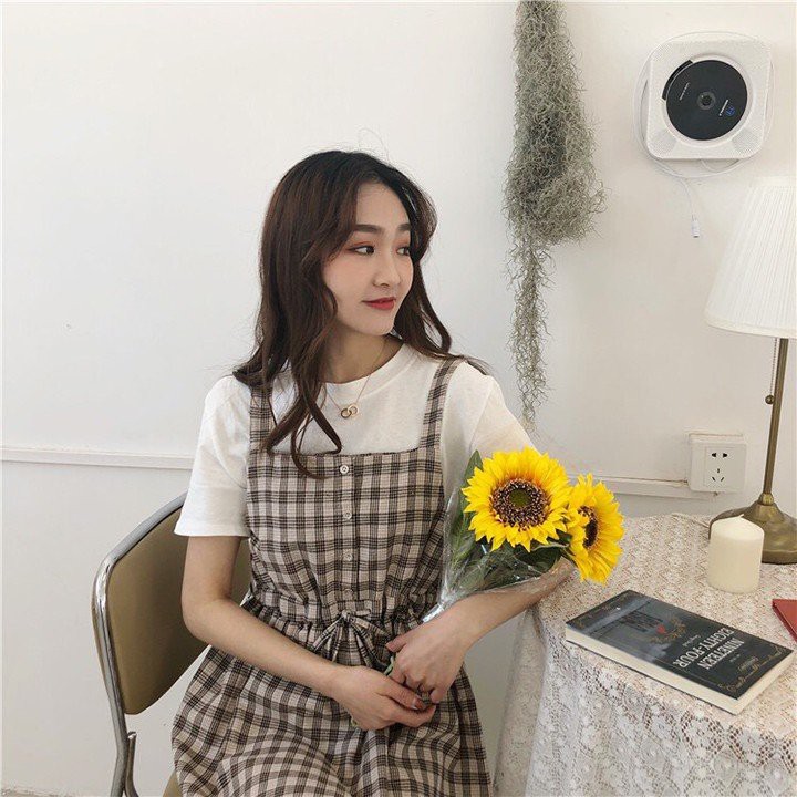 Váy yếm kẻ caro 2 dây có dây buộc eo / Váy yếm caro babydoll bánh bèo tiểu thư siêu xinh | BigBuy360 - bigbuy360.vn