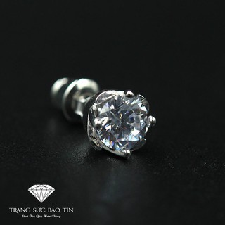 Bông Tai Nam Cườm Tròn Trắng 4 Chấu Chất Liệu Bạc Ý- Thương Hiệu Bảo Tín