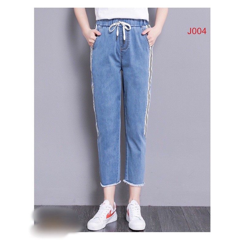 Quần baggy lưng thun phối sọc