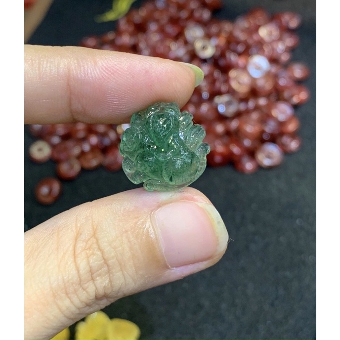 Mặt dây chuyền Hồ Ly ôm hoa dáng tròn các loại đá phong thủy