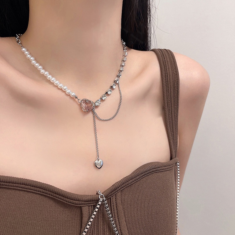 Vòng Cổ Choker Bằng Bạc Đính Ngọc Trai Thời Trang Cho Nữ