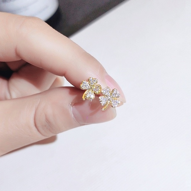 [Jiudolan] Khuyên Tai Hình Cỏ Bốn Lá Đơn Giản Thời Trang Dành Cho Nữ