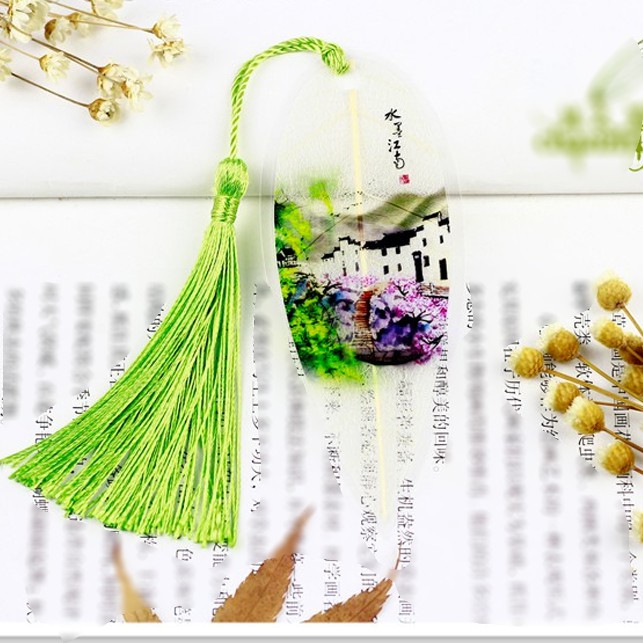 Bookmark gân lá cổ phong dây tuyến bookmark cổ trang đánh dấu trang sách