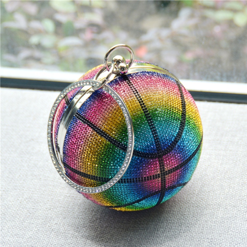 Ví Cầm Tay Hình Quả Bóng Rổ Đính Đá Lấp Lánh Phong Cách Thể Thao Đường Phố