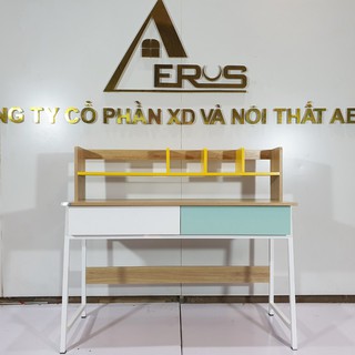 Bàn làm việc, bàn học gỗ chân sắt thiết kế nhỏ gọn, hiện đại 1m2 (BH-53)