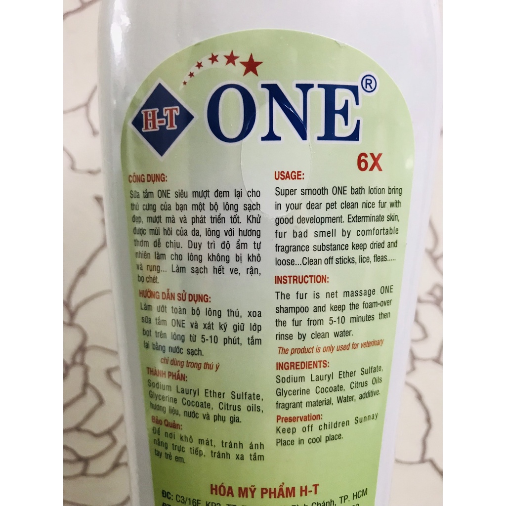 Sữa tắm chó mèo ONE 6X siêu mượt, dưỡng da lông 500ml và chai to 800ml