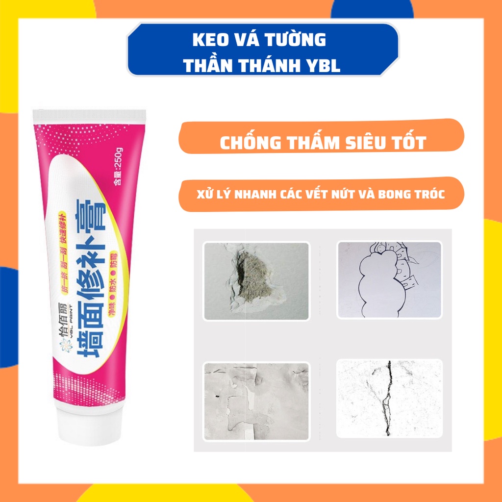 Keo Vá Tường Chống Thấm YBL- Trám Trét Vết Nứt Khe Hở Tường - Chống ẩm Mốc 250g Dễ Thao Tác K161