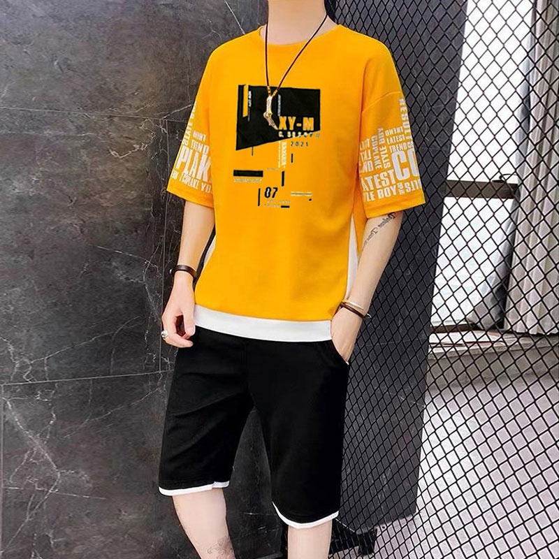 Bộ Đồ Thể Thao Áo Thun Tay Ngắn Phối Quần Short Thời Trang Mùa Hè Cho Nam