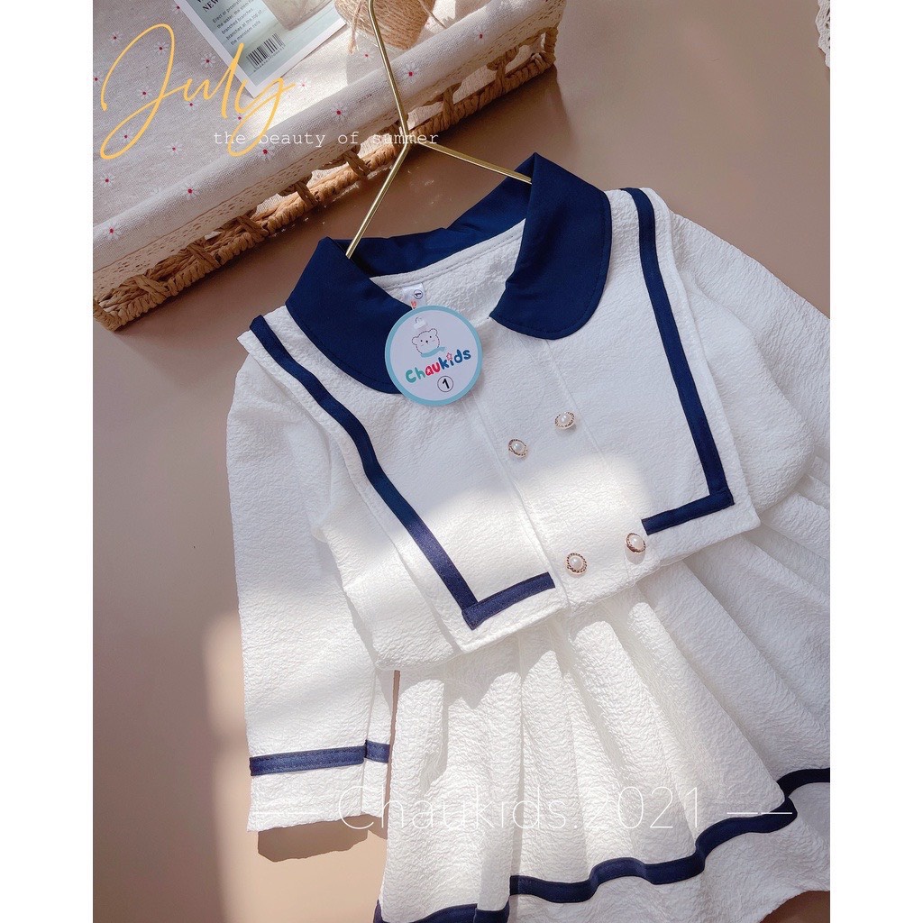 Set áo kèm cv trắng phối viền bé gái - BM_BABYSHOP