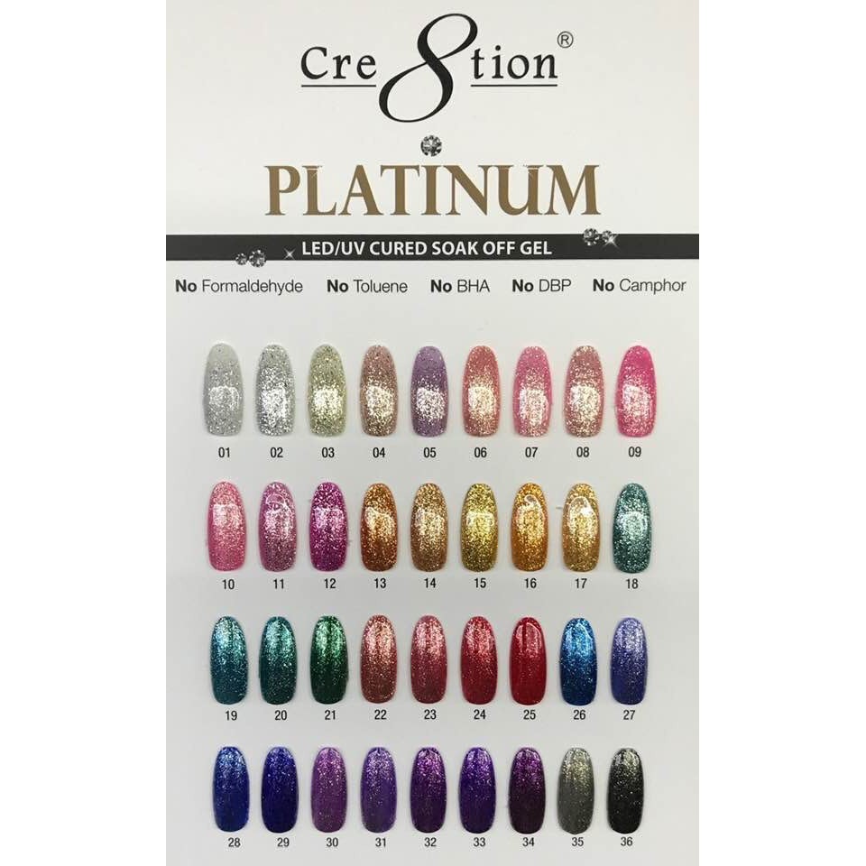 Sơn gel móng tay kim tuyến Platinum hãng Cre8tion