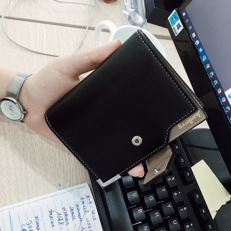 Ví Nam Sang Trọng Dáng Đứng Nút Bấm - Bóp Da Nam Siêu Bền, Đẹp Có Nhiều Ngăn Hàng Chất Lượng